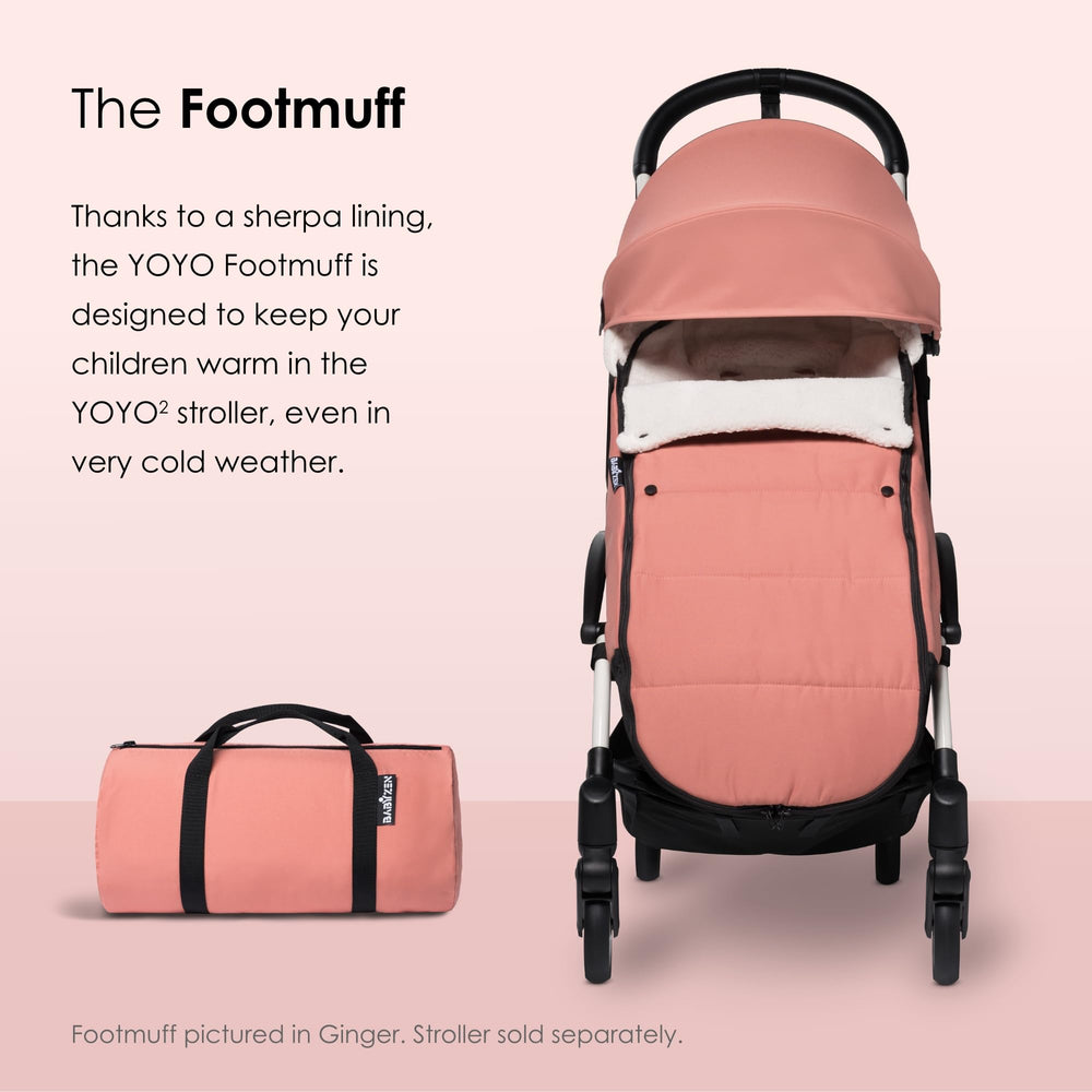 Stokke YOYO Footmuff fleece hood with drawstring seals warmth during windy walks.