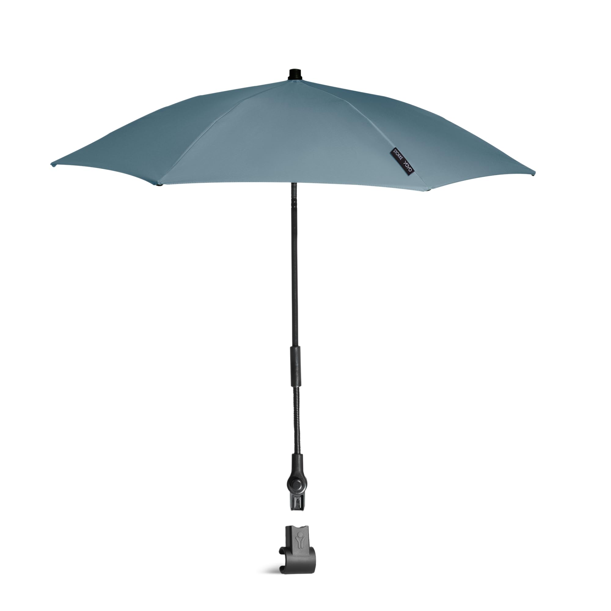 Stokke YOYO Parasol Aqua front view provides UPF 50+ sun protection.