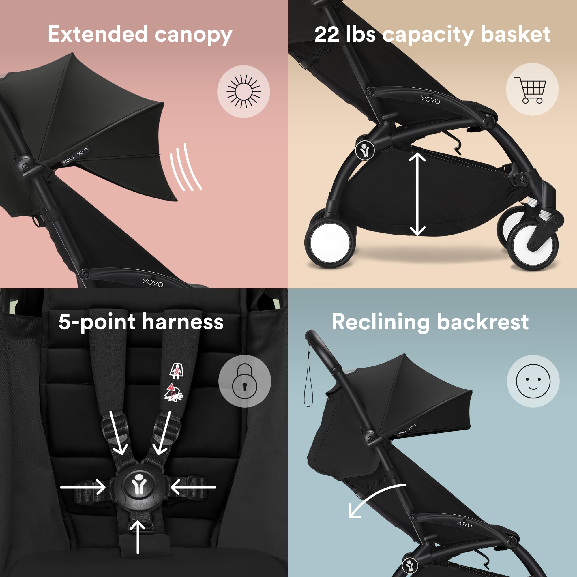 Stokke YOYO3 accessories selection highlighting customization options for families