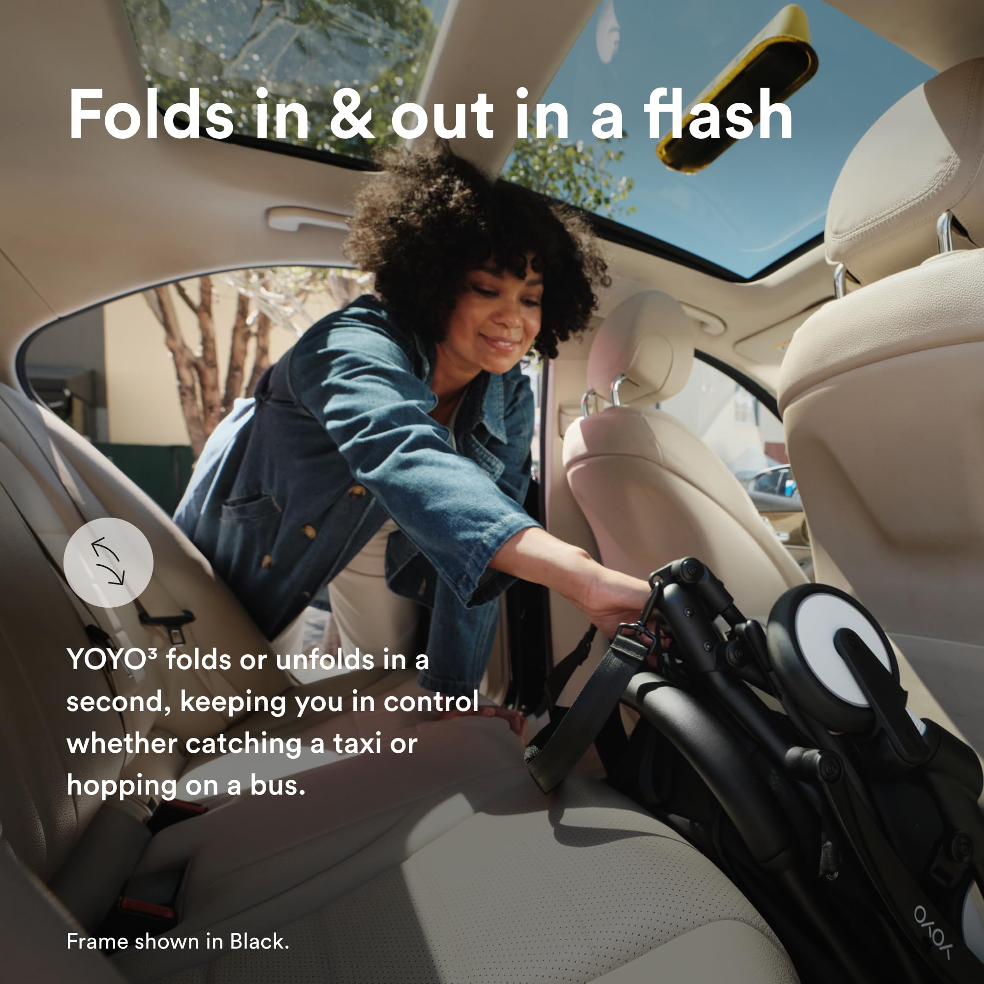 Stokke YOYO3 folding action demonstrates quick, on-the-go folding for busy parents.