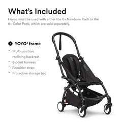 Stokke YOYO3 frame folded and compact for travel readiness.