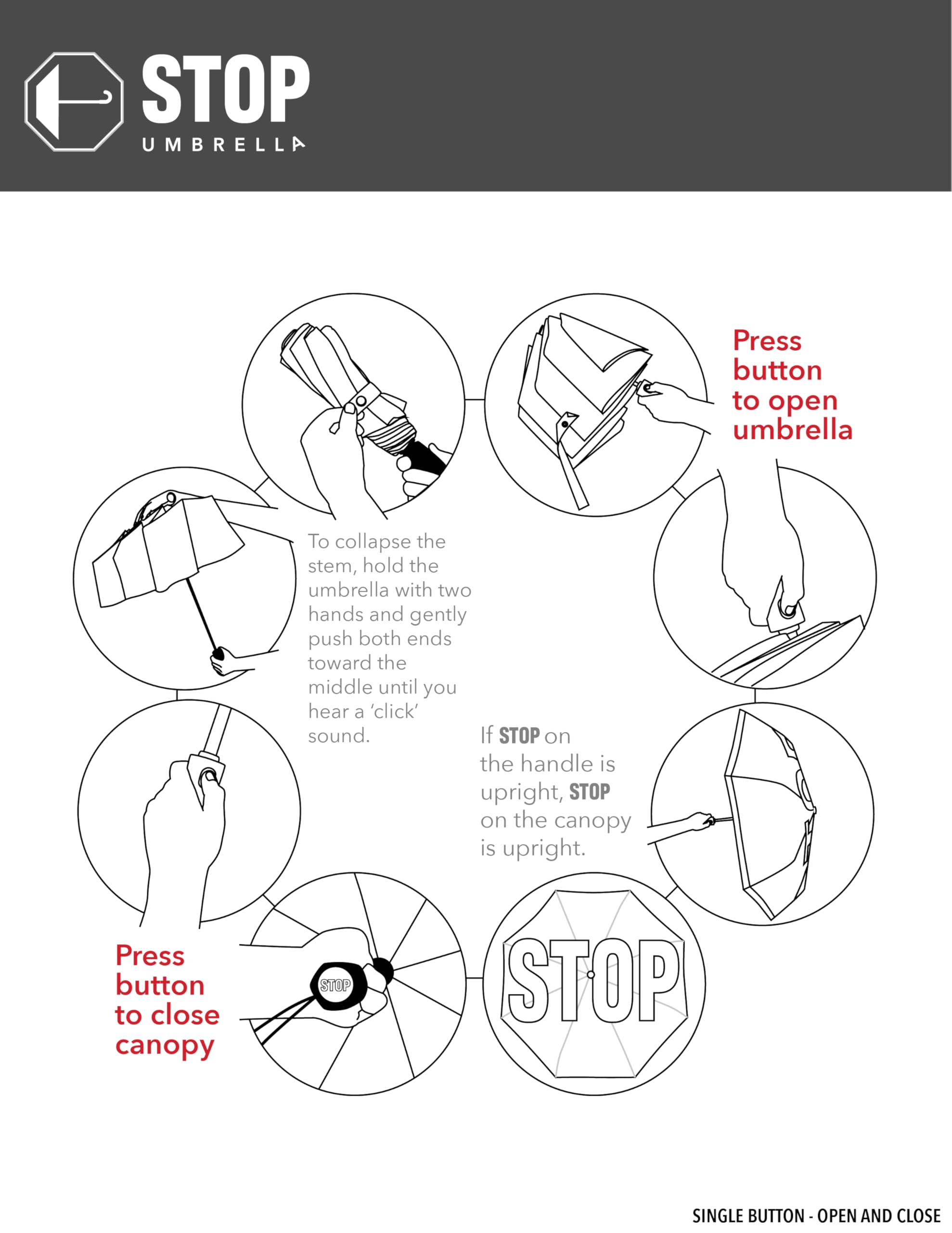 STOP umbrella fits into a tote bag for quick access during school runs