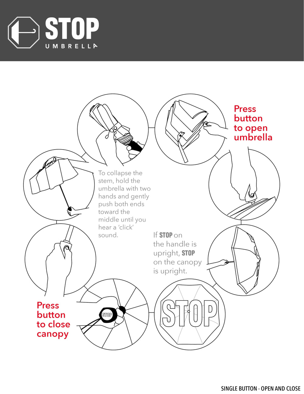 STOP umbrella fits into a tote bag for quick access during school runs