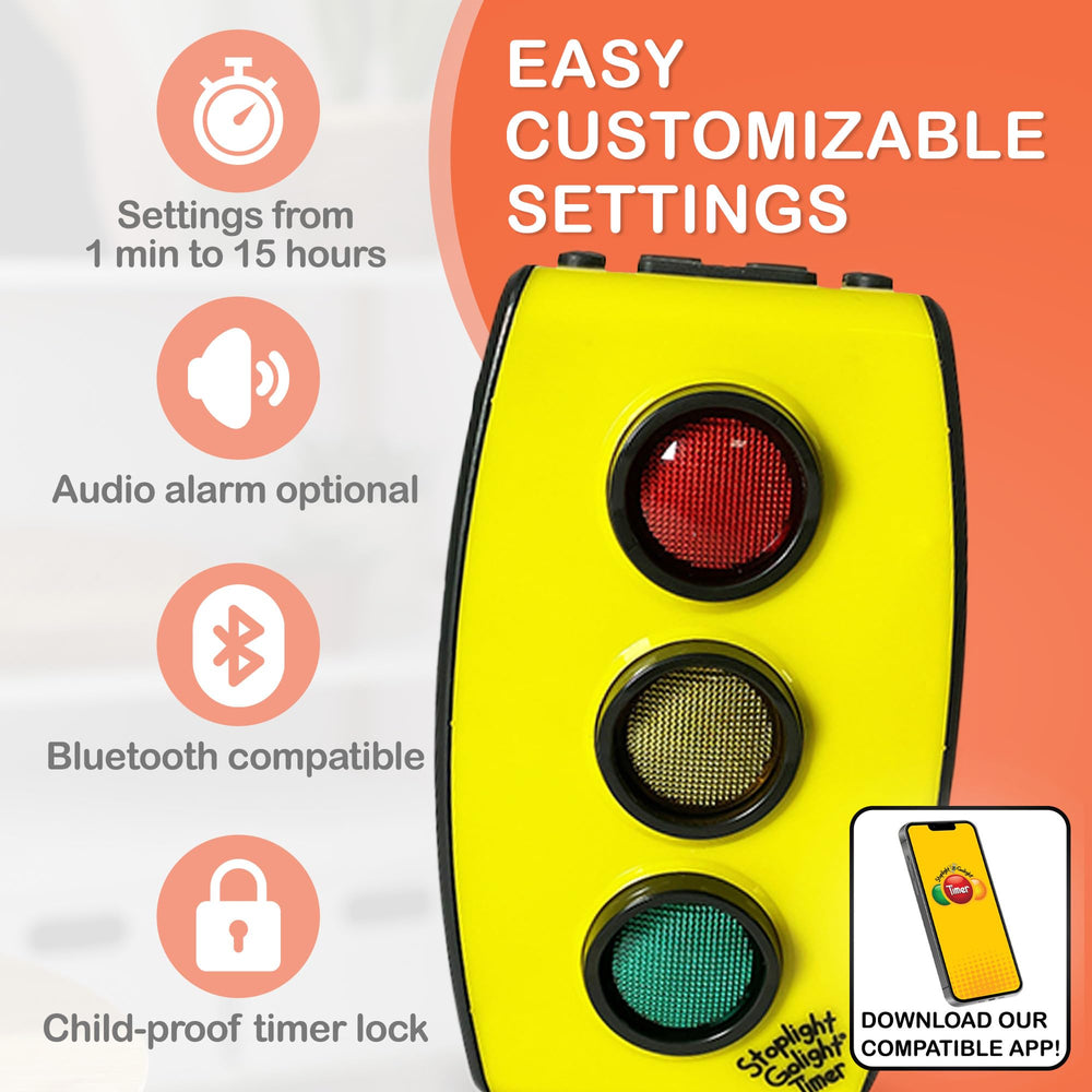 Stoplight Golight Timer optional audio cues reinforce time reminders for kids.