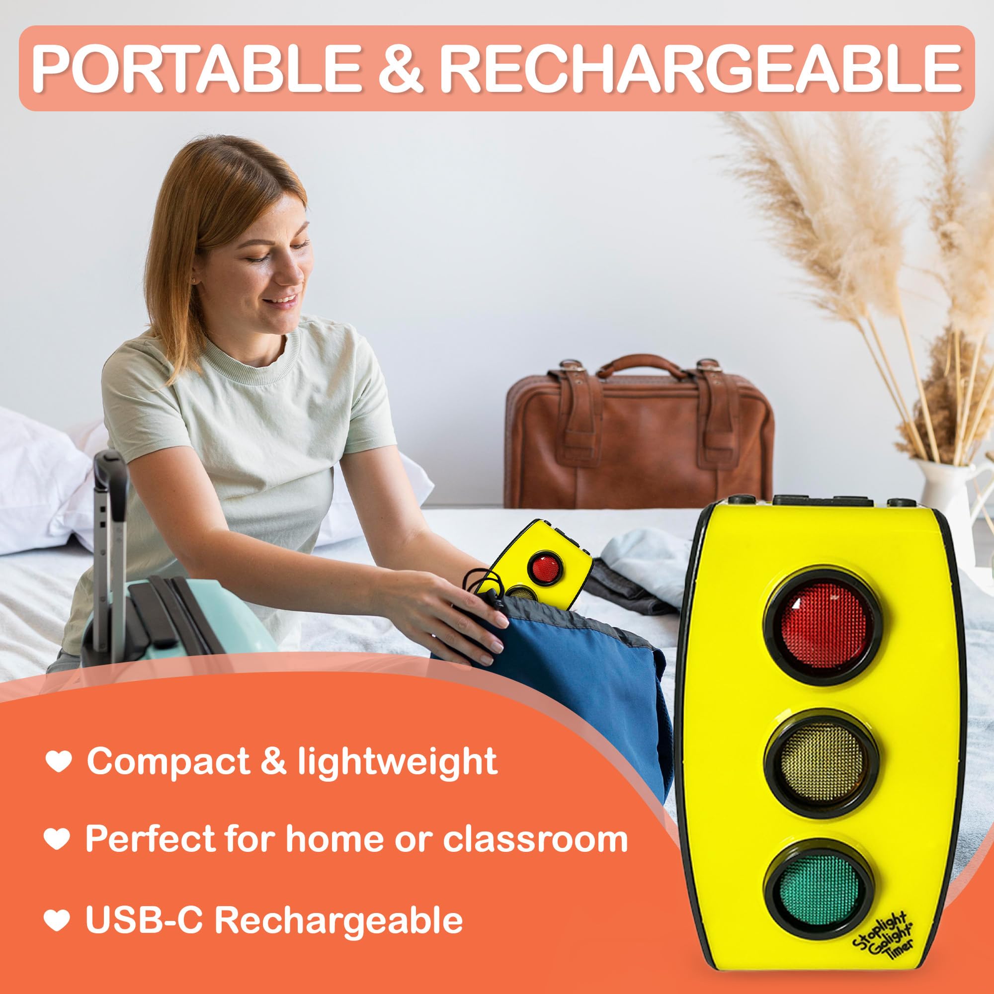 Stoplight Golight Timer USB-C rechargeable design for on-the-go use.