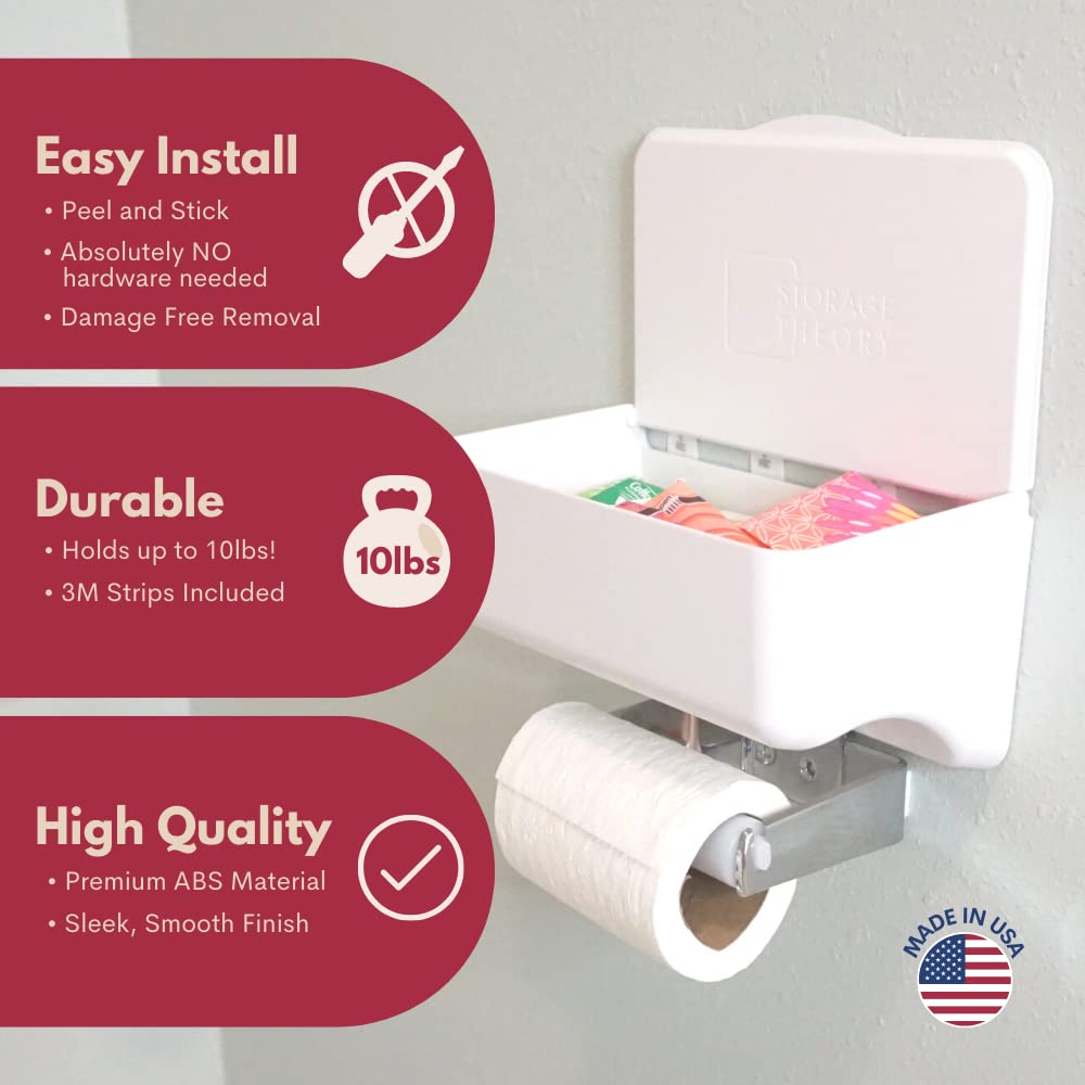 Storage Theory bathroom organizer in action keeps small items organized.