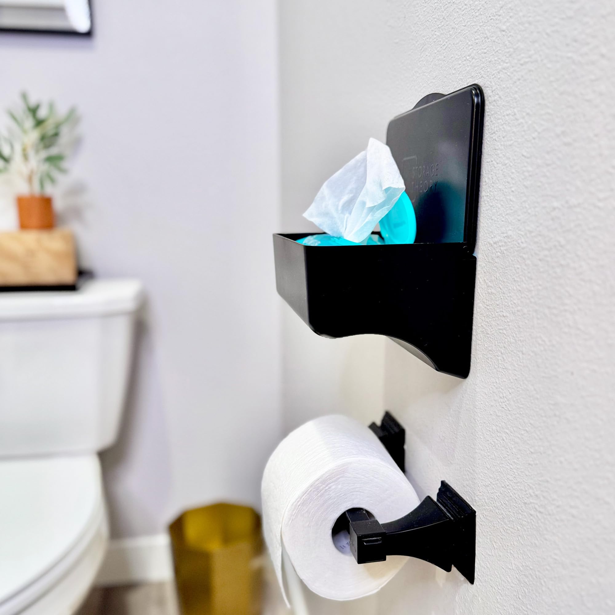 Storage Theory wipe-holder 10-lb-capacity holds wipes and other items without clutter