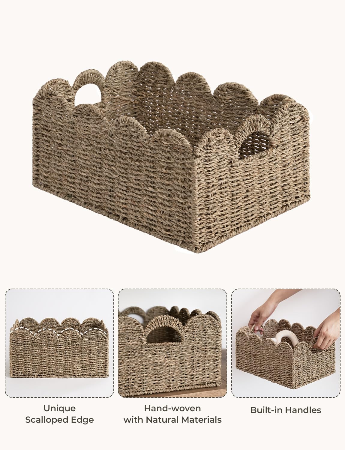 StorageWorks built-in iron-frame wicker basket with handles for easy transport.