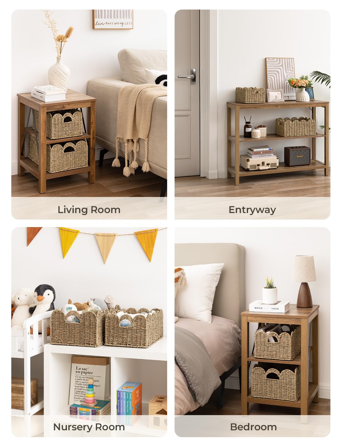 StorageWorks easy-clean wicker basket can be wiped clean for quick tidying.