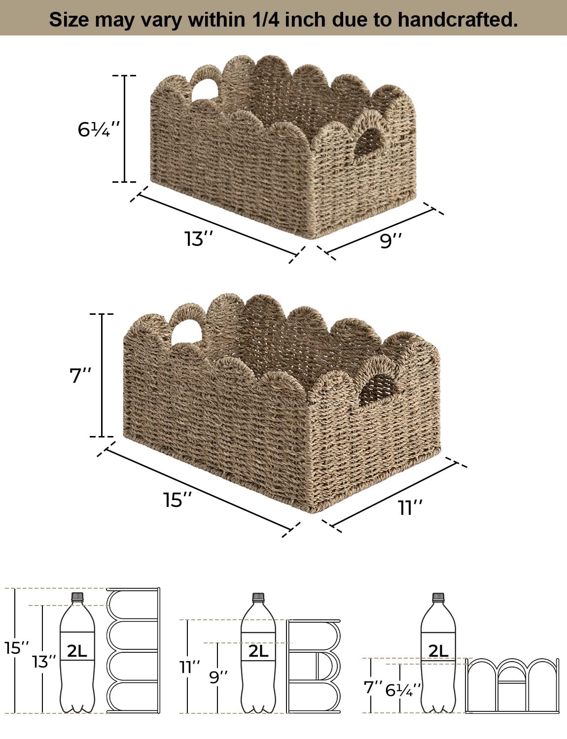 StorageWorks handwoven seagrass basket side view ideal for living room organization.