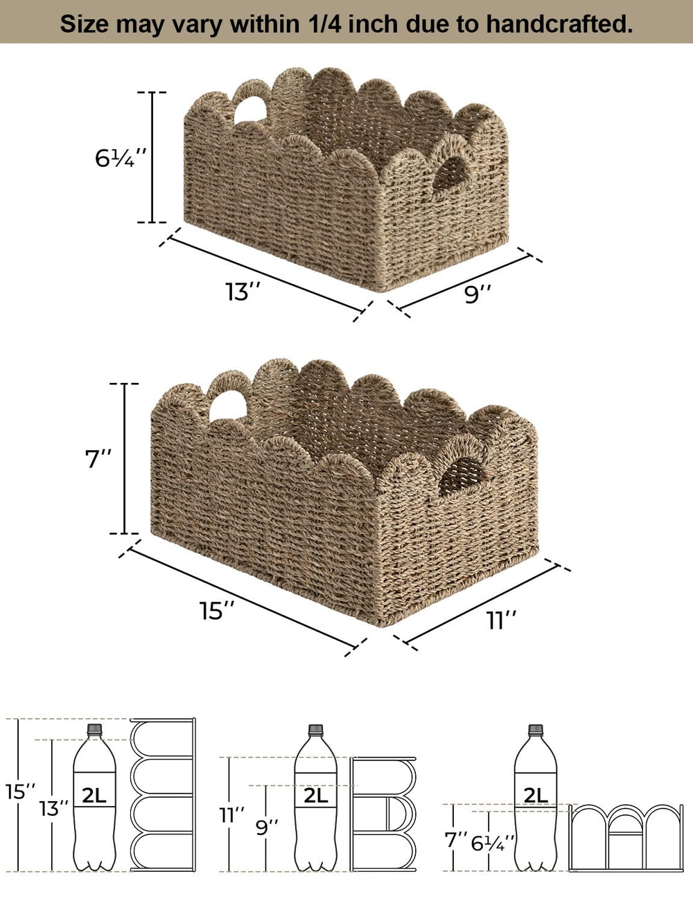 StorageWorks handwoven seagrass basket side view ideal for living room organization.