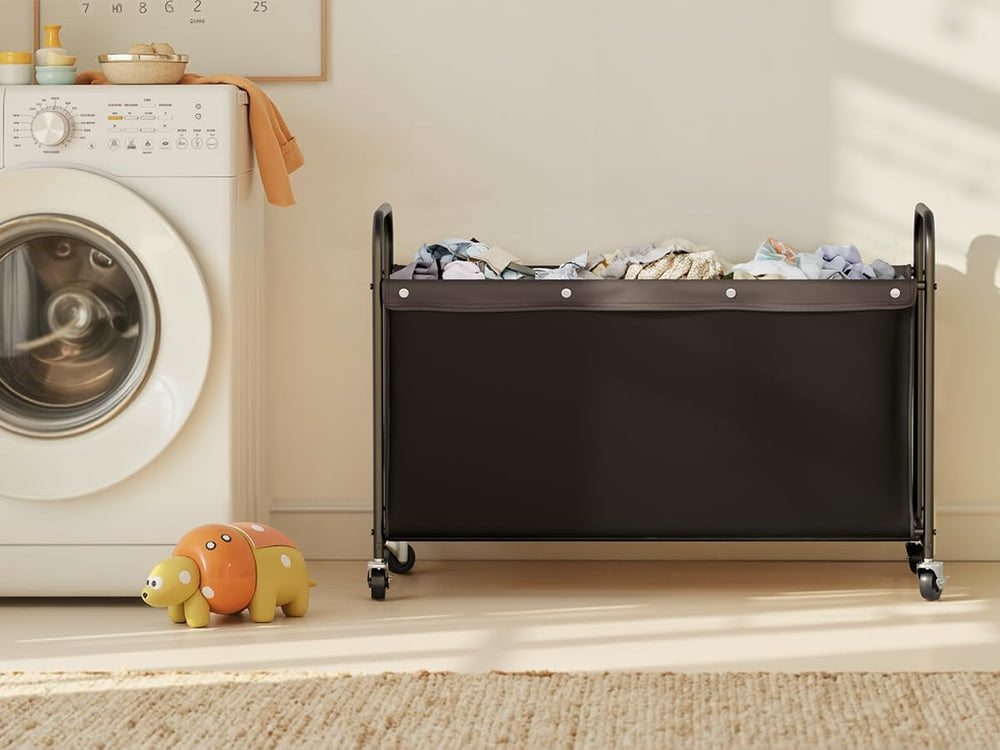 StorageWorks storage chest with wheels inside showing large 135L capacity