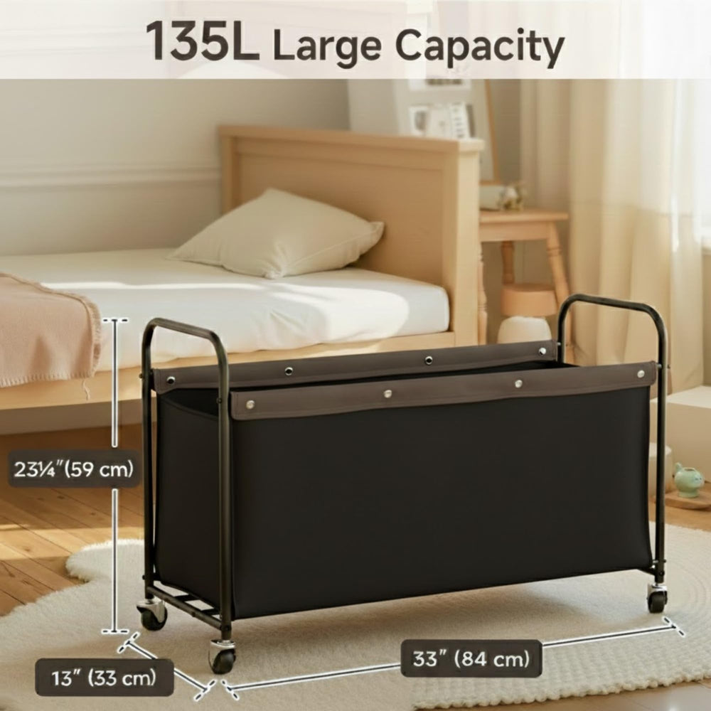StorageWorks storage chest with wheels, lid open, easy access to blankets and clothing