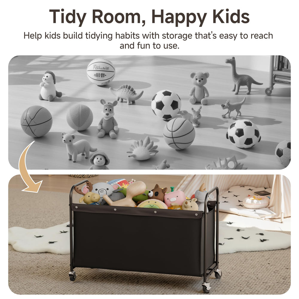 StorageWorks storage chest with wheels in motion, four wheels with two locking for stability
