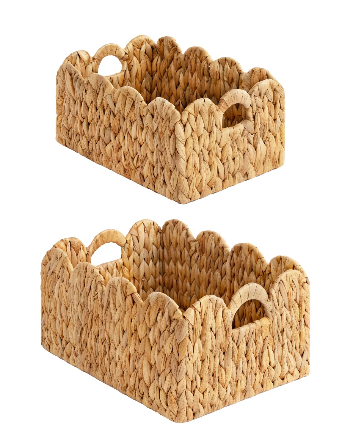StorageWorks scalloped-edge basket closeup shows handwoven detail for versatile storage.