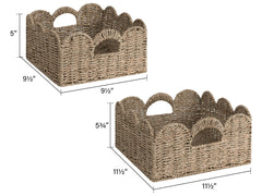StorageWorks scalloped basket with built-in handles shows sturdy grip for heavy items