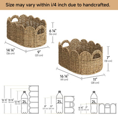 StorageWorks scalloped wicker basket built-in handles for easy transport