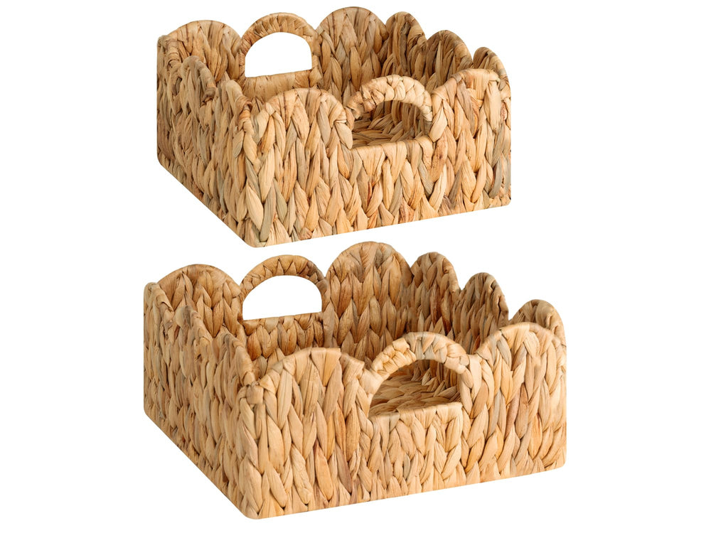 StorageWorks scalloped wicker basket top view for stylish, versatile organization.