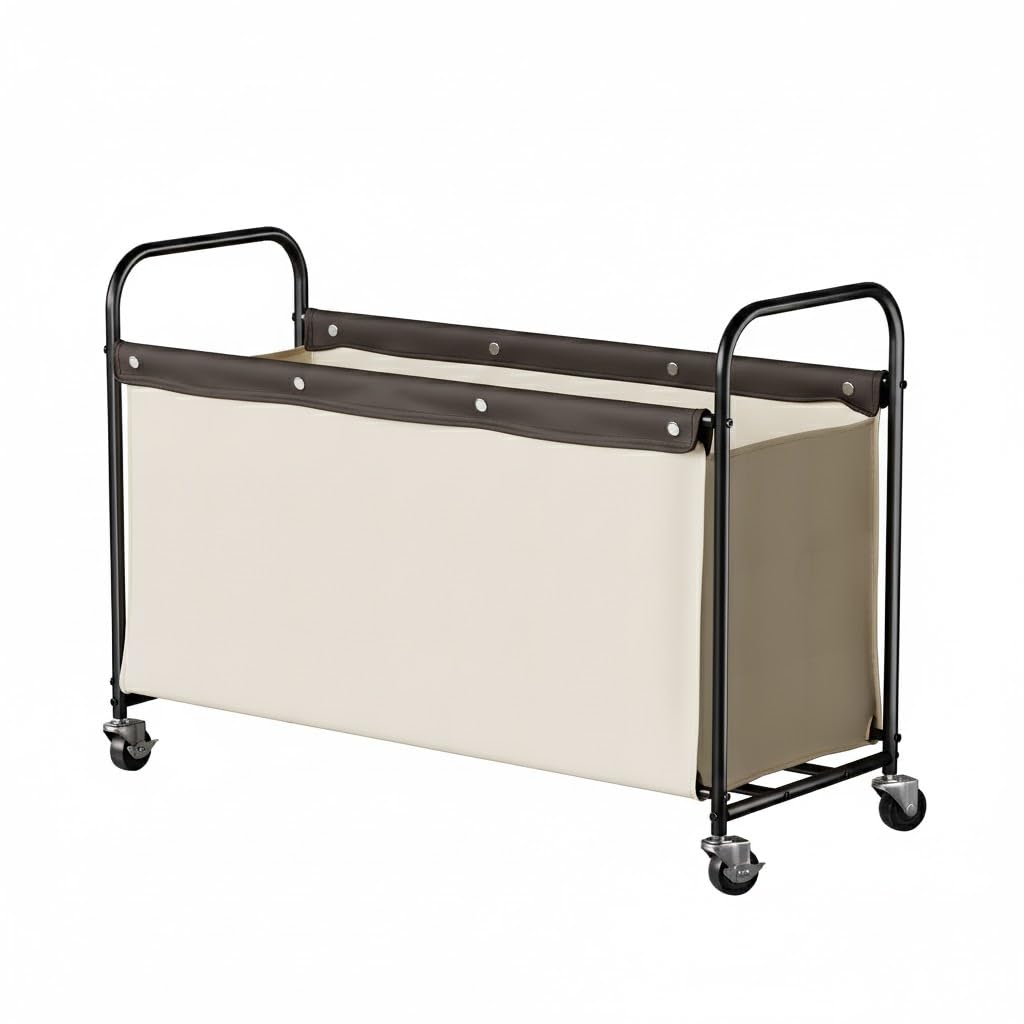 StorageWorks Storage Chest with Wheels beige full view showing 135L capacity for bedroom clutter.