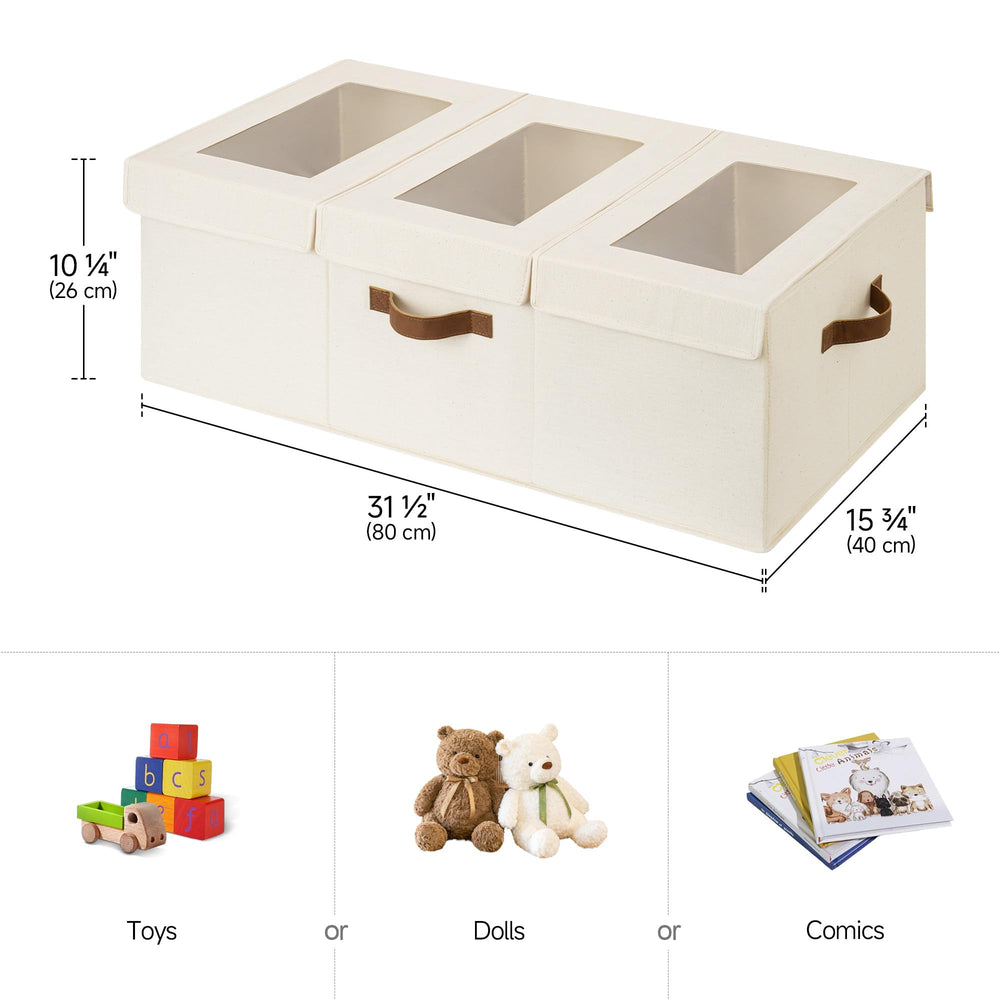 StorageWorks large toy bins feature reinforced PU handles for easy carrying around the home.