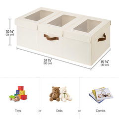 StorageWorks large toy bins feature reinforced PU handles for easy carrying around the home.