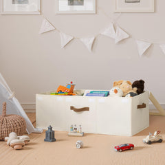StorageWorks toy chest with dividers shows removable sections for 1 large area or multiple zones.