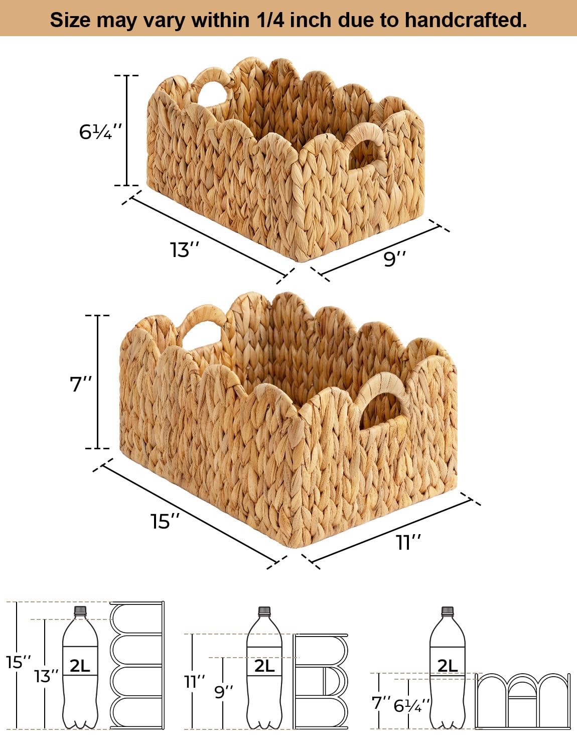 StorageWorks water hyacinth basket built-in handles used in living room storage.