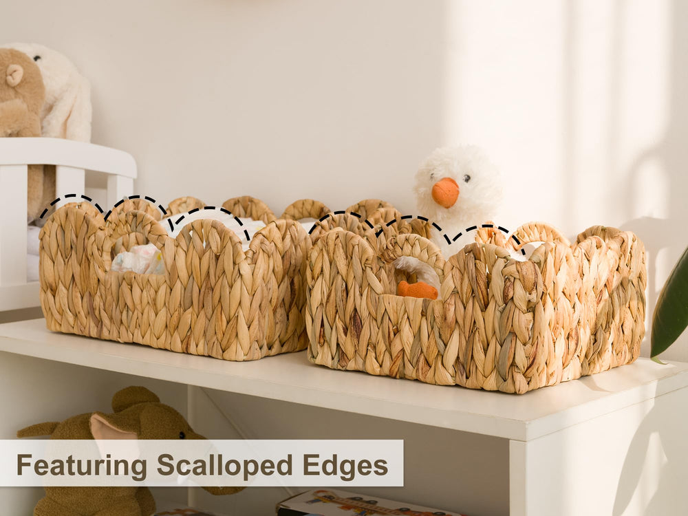 StorageWorks water hyacinth basket in living room emphasizes hidden storage and rustic style.