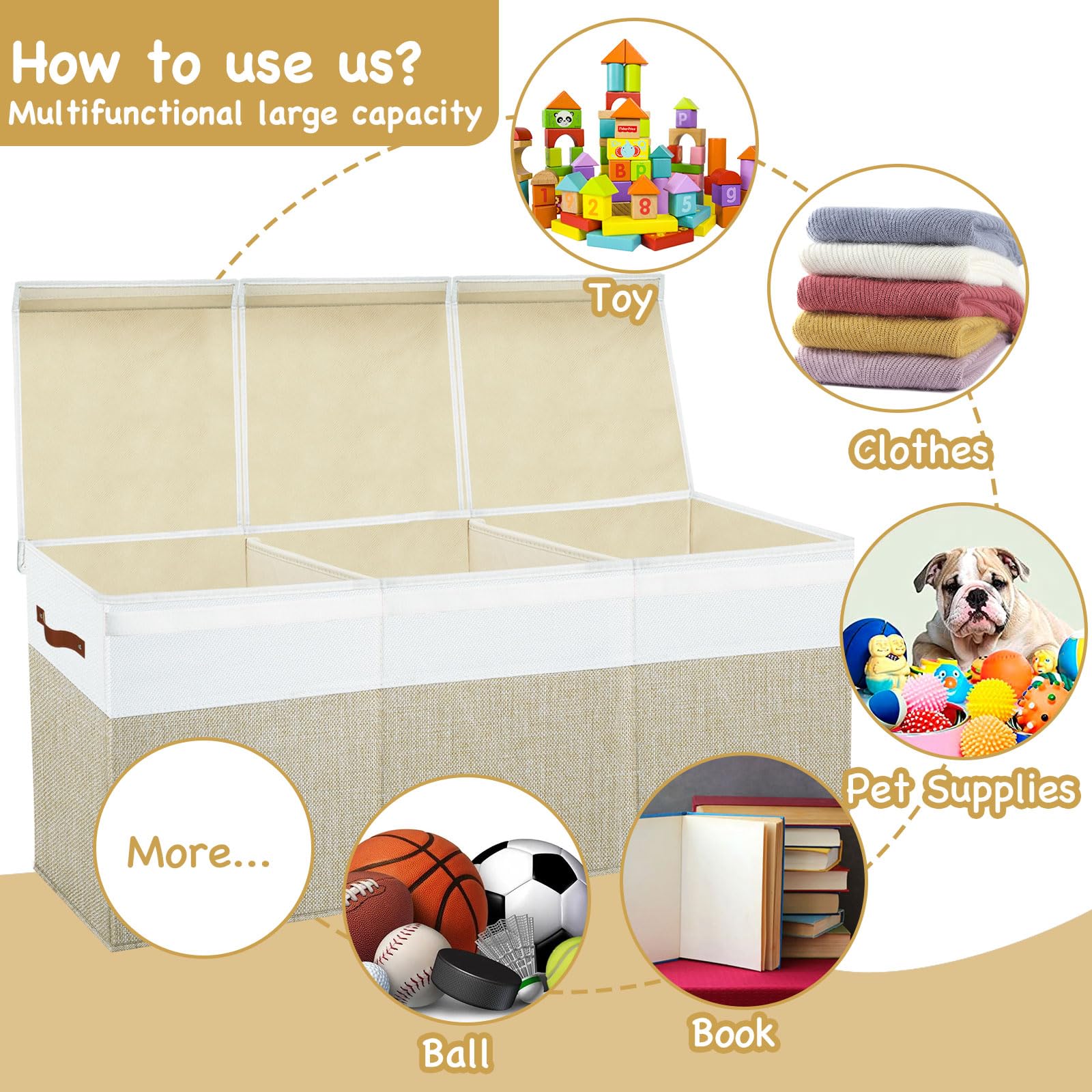 Storasier versatile storage for nursery, living room, or playroom in beige.
