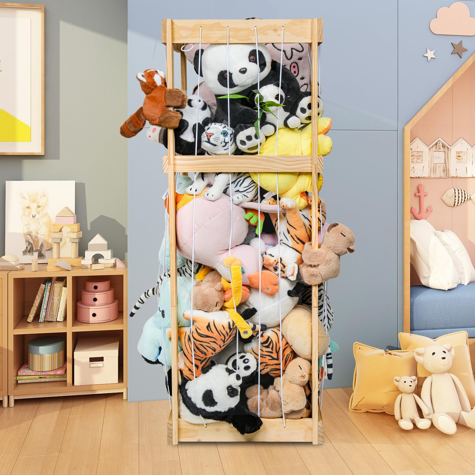 Storenization bright wood design complements kids' rooms with cheerful aesthetic.