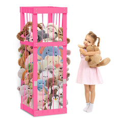 Storenization stuffed-animal storage wood-zoo wide shot showing ample plush toy space