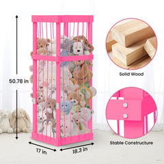 Storenization stuffed-animal-storage wood-zoo wood texture closeup highlighting sturdy frame