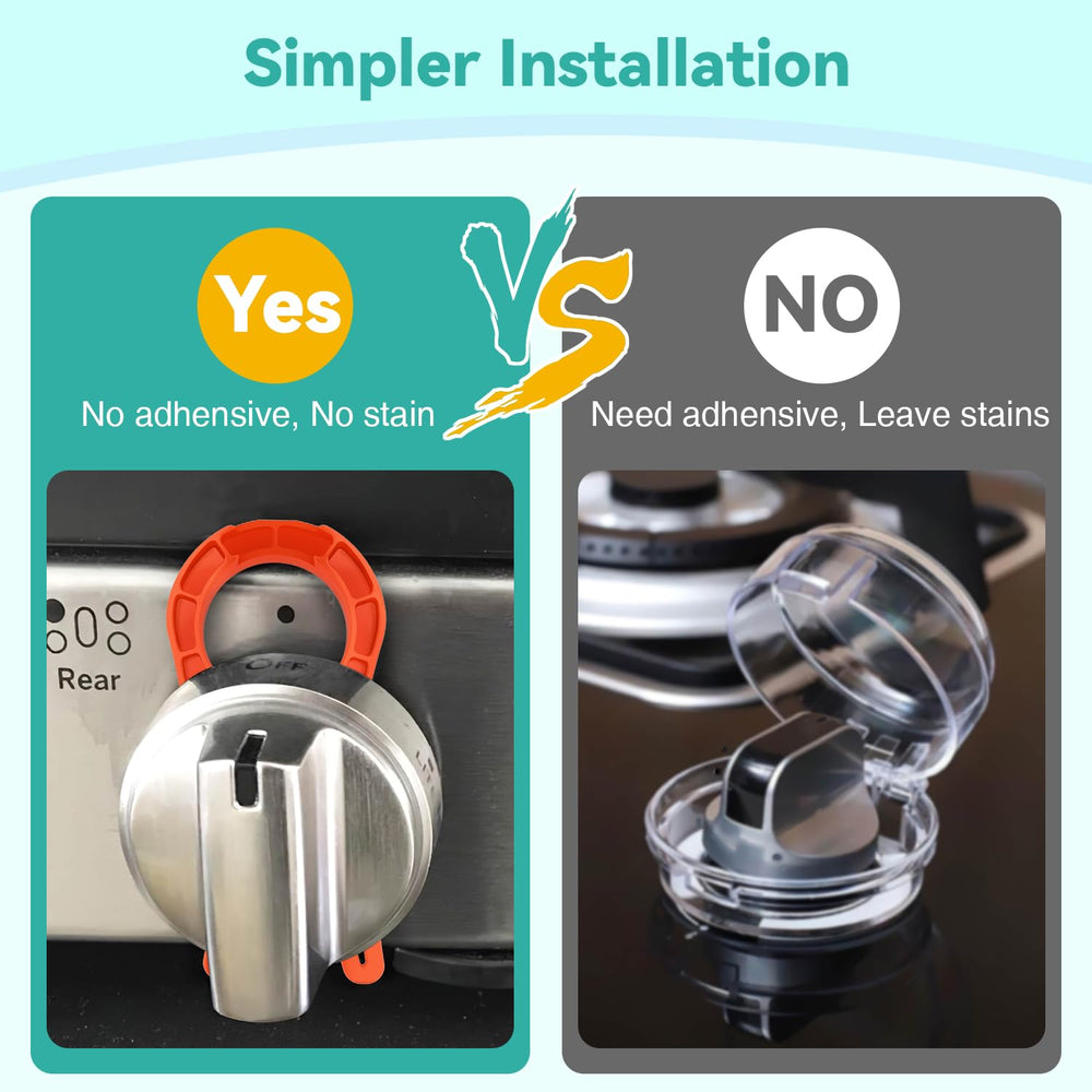 Stove Stoppaz heat-resistant knob-locks closeup emphasizes long-lasting kitchen safety.