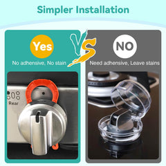 Stove Stoppaz heat-resistant knob-locks closeup emphasizes long-lasting kitchen safety.