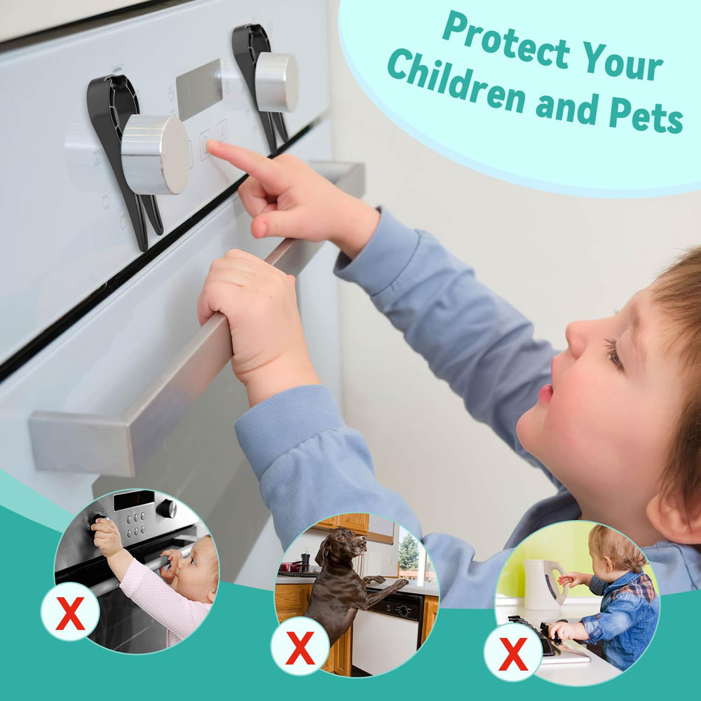 Stove Stoppaz in-use knob locks help protect family access to the stove.