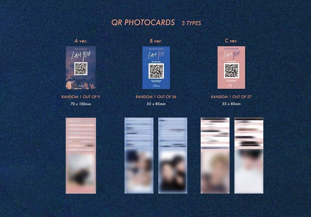 StrayKids SKZ You Version QR Photocards, three card types encourage fan engagement.