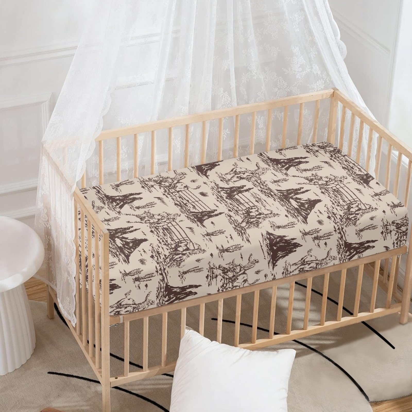 Streeyiu Western crib sheet on mattress; universal 52x28x8 inch fit