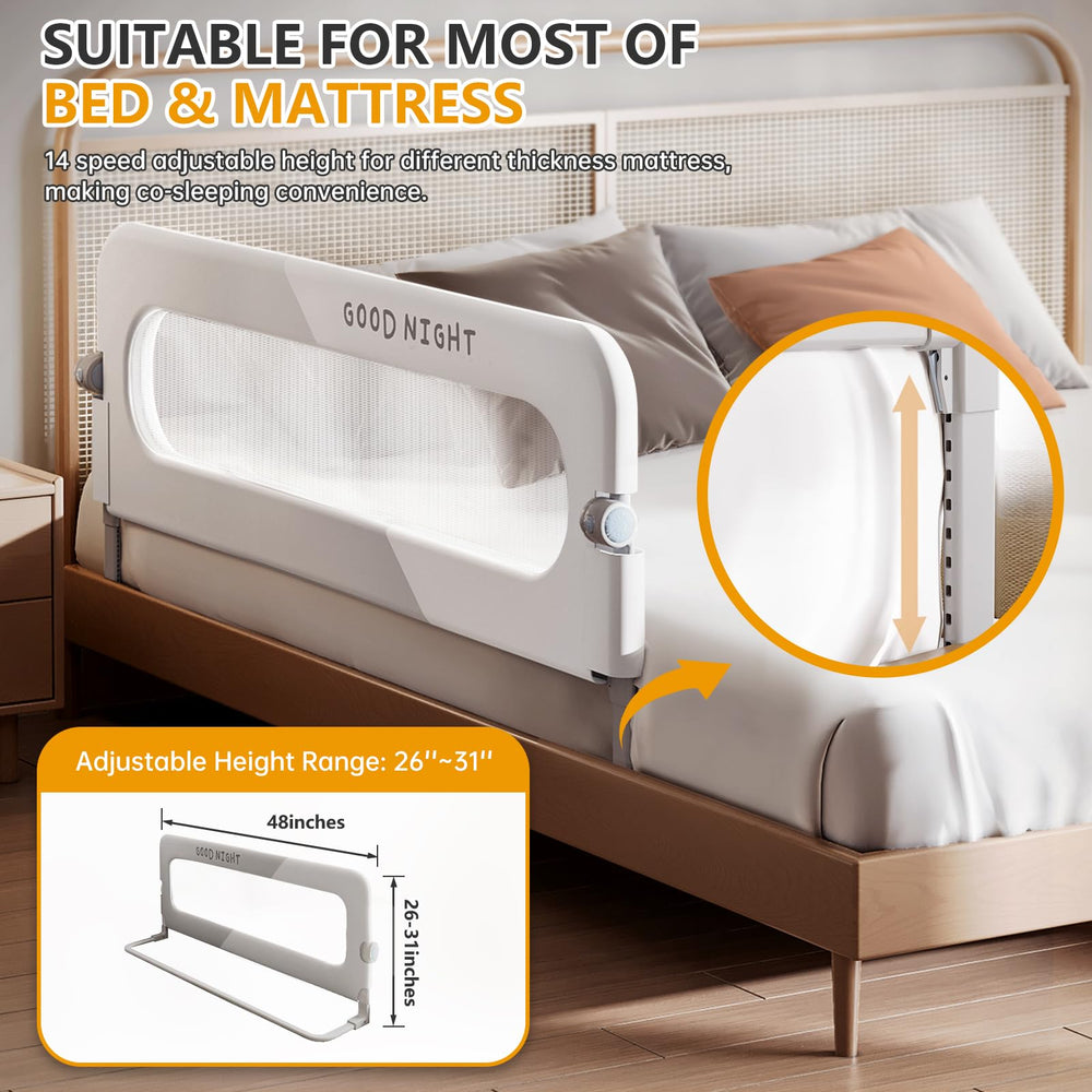 Strenkitech Foldable Bed Rails feature soft padding for a gentle barrier and safety.