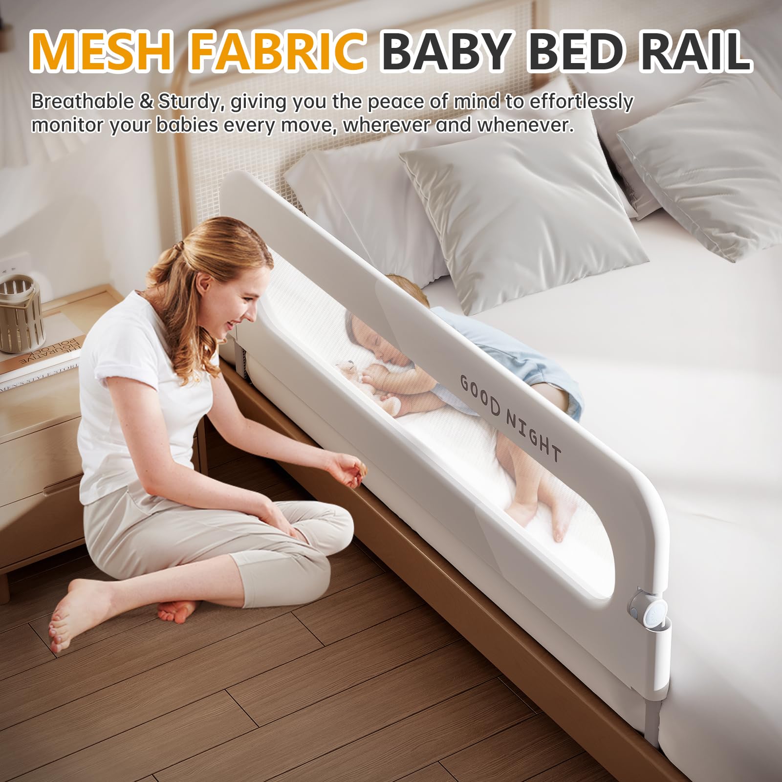 Strenkitech Foldable Bed Rails highlight 25-height adjustment for different mattresses.