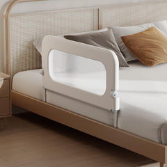 Strentiki baby bed guard rail folded view for compact storage.
