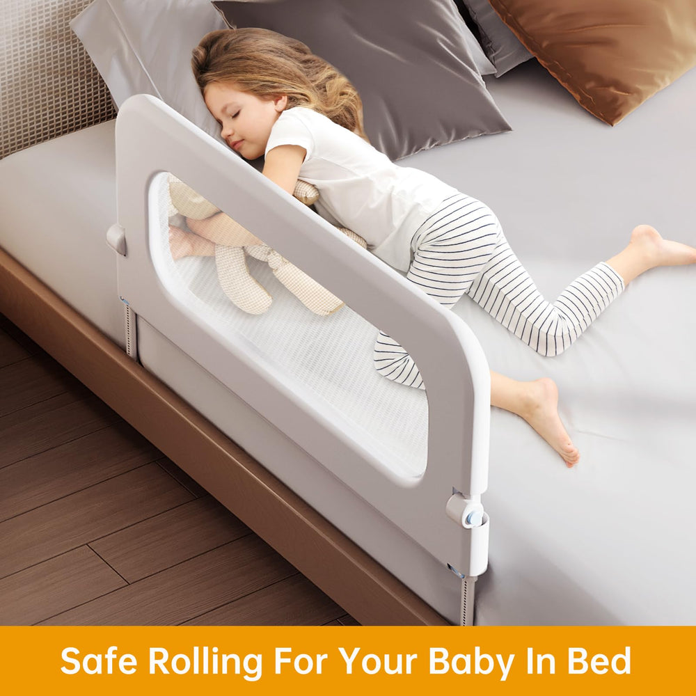 Strentiki bunk bed compatibility showing guard rail spanning two beds.