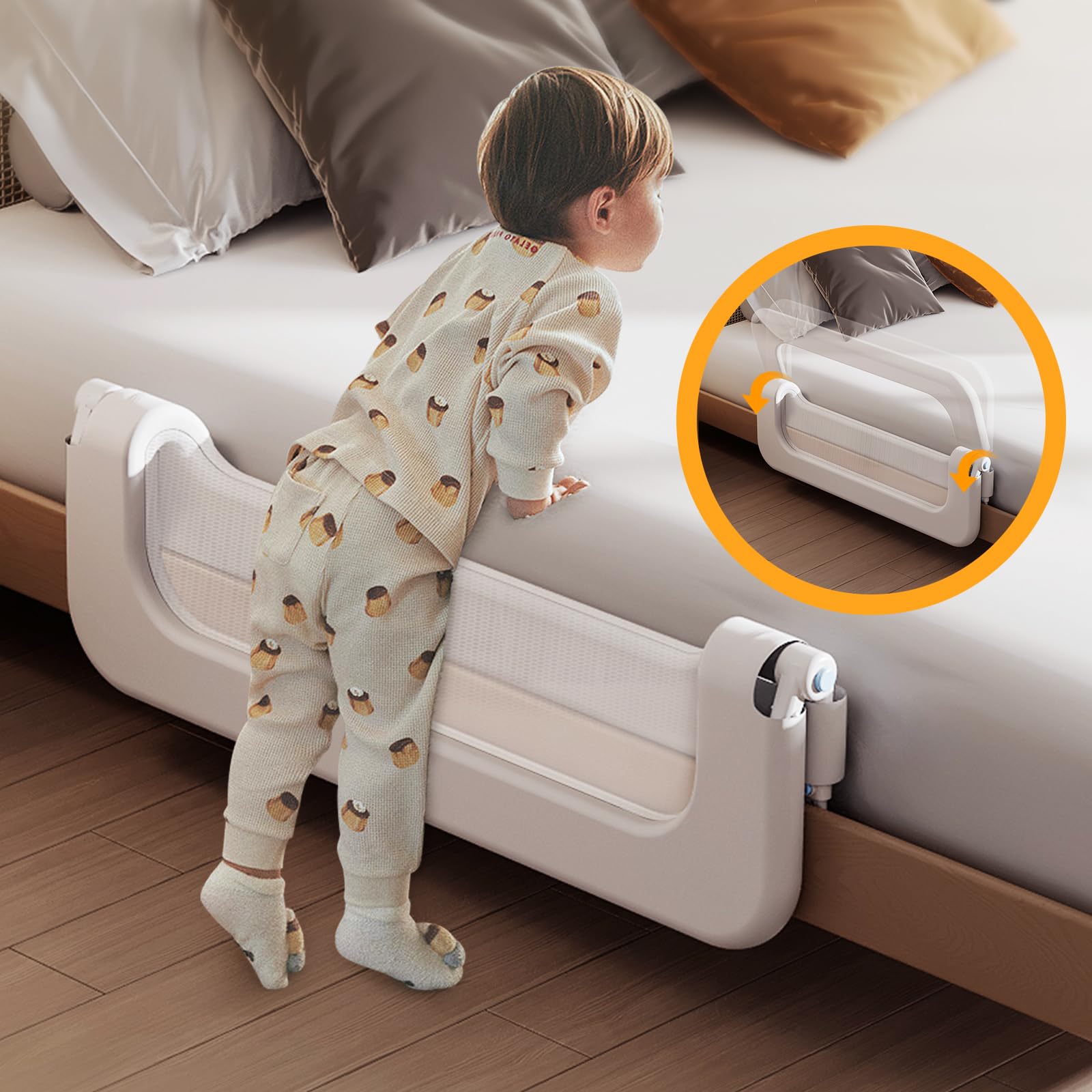 Strentiki removable, machine-washable cover detail on the guard rail.