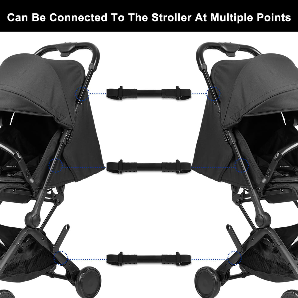 Stroller Connector locking-mechanism-closeup emphasizes adaptable spacing across brands.