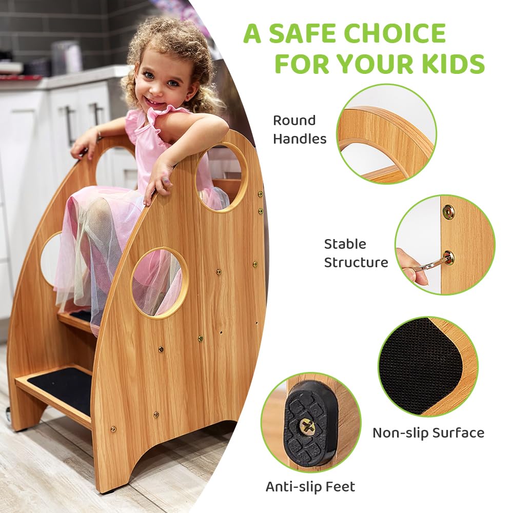 StrongTek Kids Step Stool closeup of anti-slip steps highlighting grip and safety.