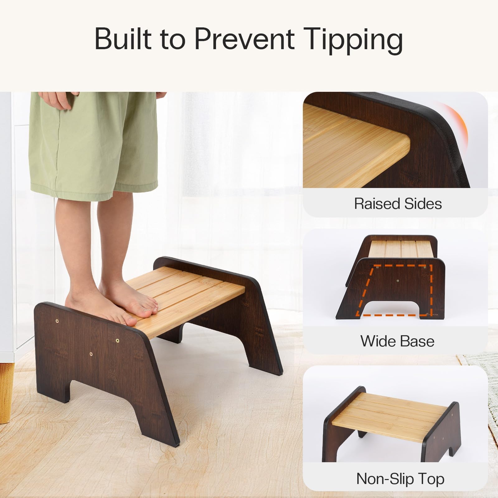 StrongTek Kids Step Stool bamboo-durability highlights eco-friendly strength for daily use.