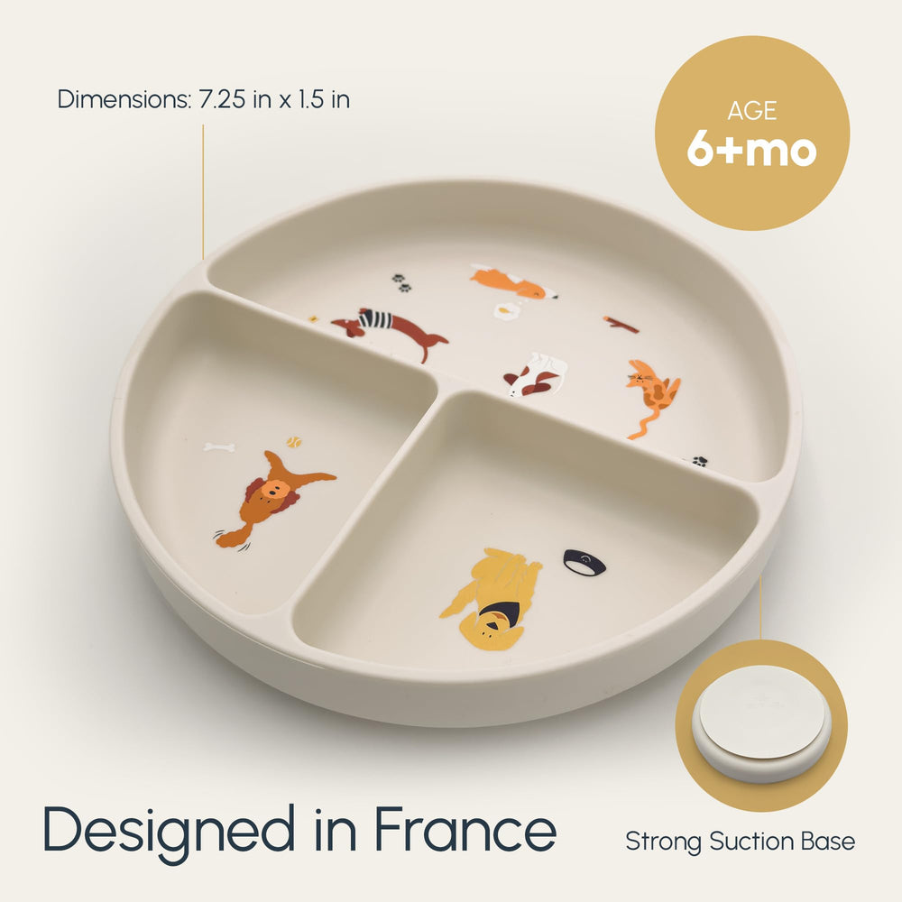 Studio Merveille suction plate closeup shows strong grip and soft silicone texture.