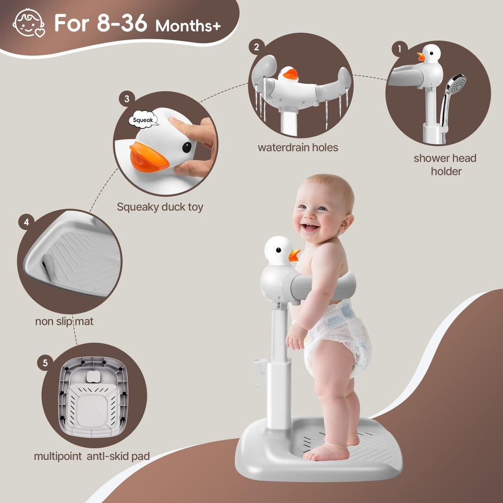 STUNLUX Baby Bath Stand handle provides a sturdy grip for safe washing.
