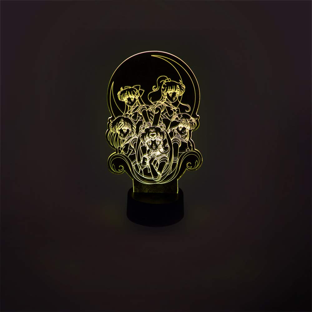Stunned Mind Sailor Moon acrylic lamp creates warm room ambience at night.