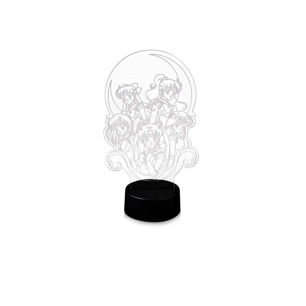Stunned Mind Sailor Moon acrylic lamp side view for desk lighting and decor.
