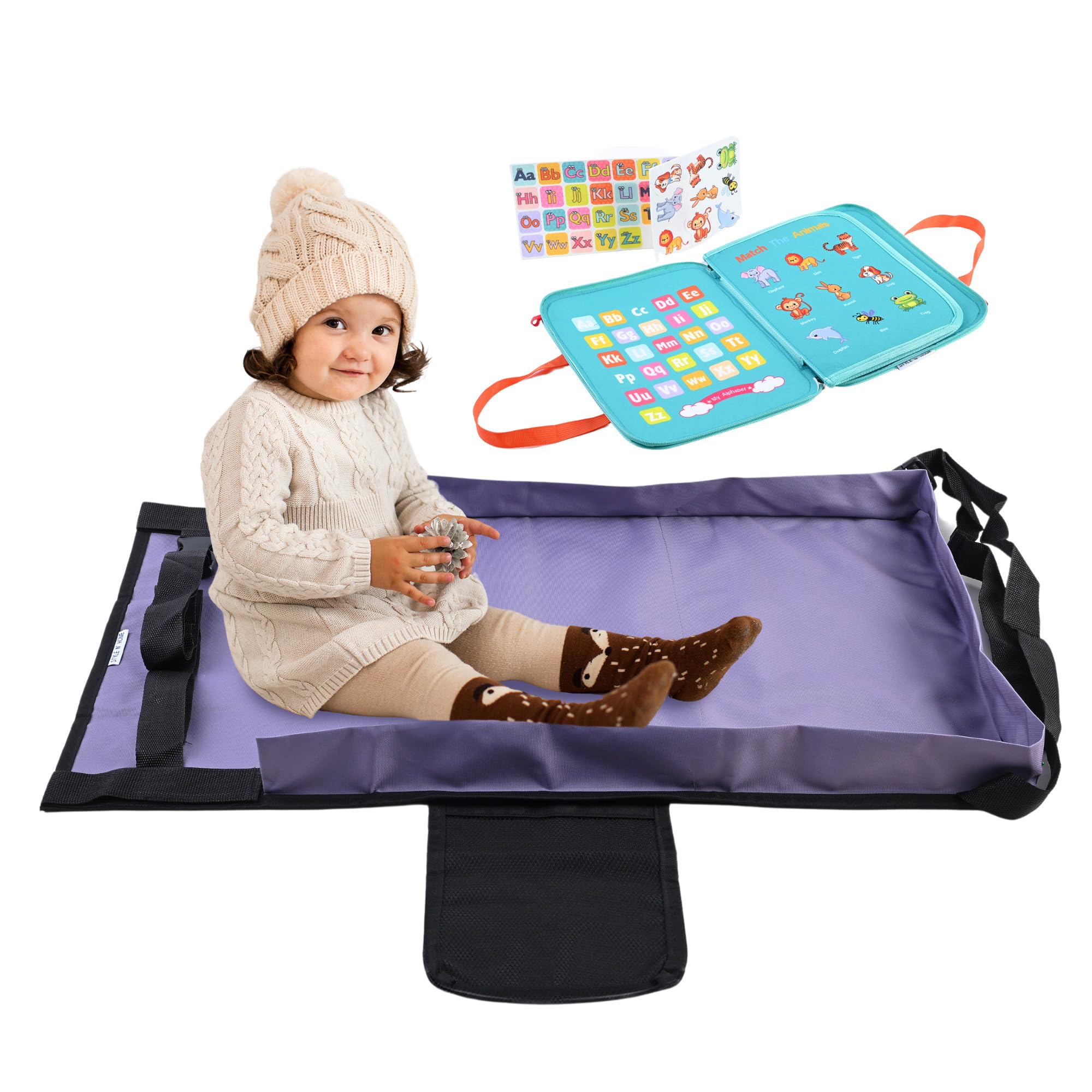 STYLENHOME airplane bed with soft fabric extends space for comfortable toddler sleep on flights.